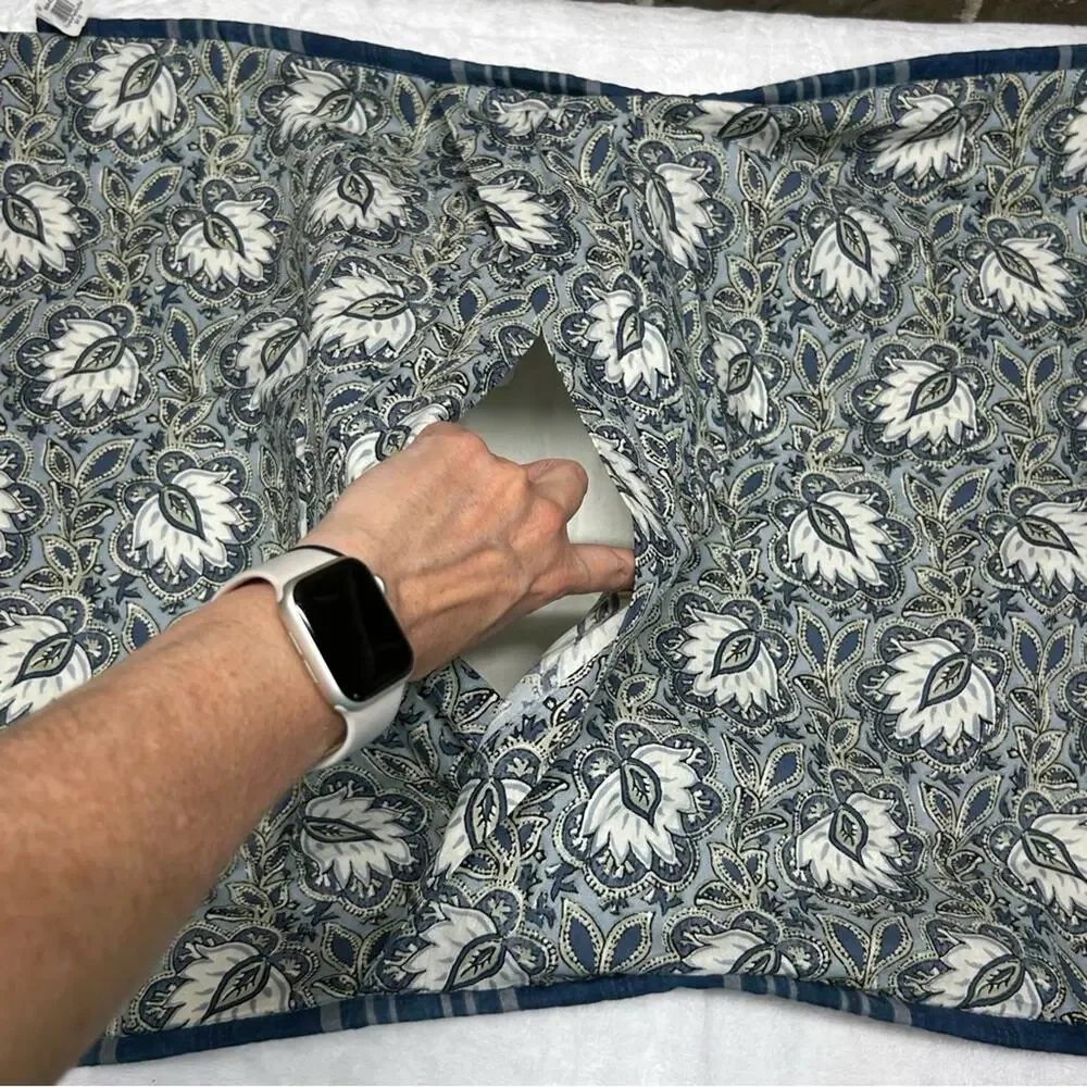 2 Pottery Barn Fiorella Floral Patchwork Quilted King Sz Pillow Sham Covers NEW